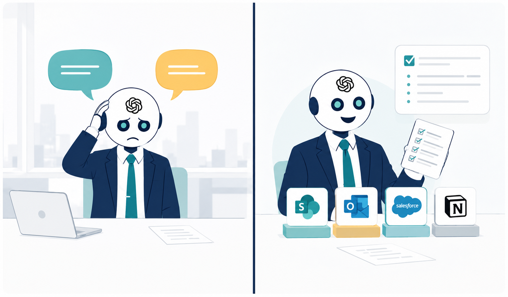 ChatGPT context quality split screen: without vs with sources
