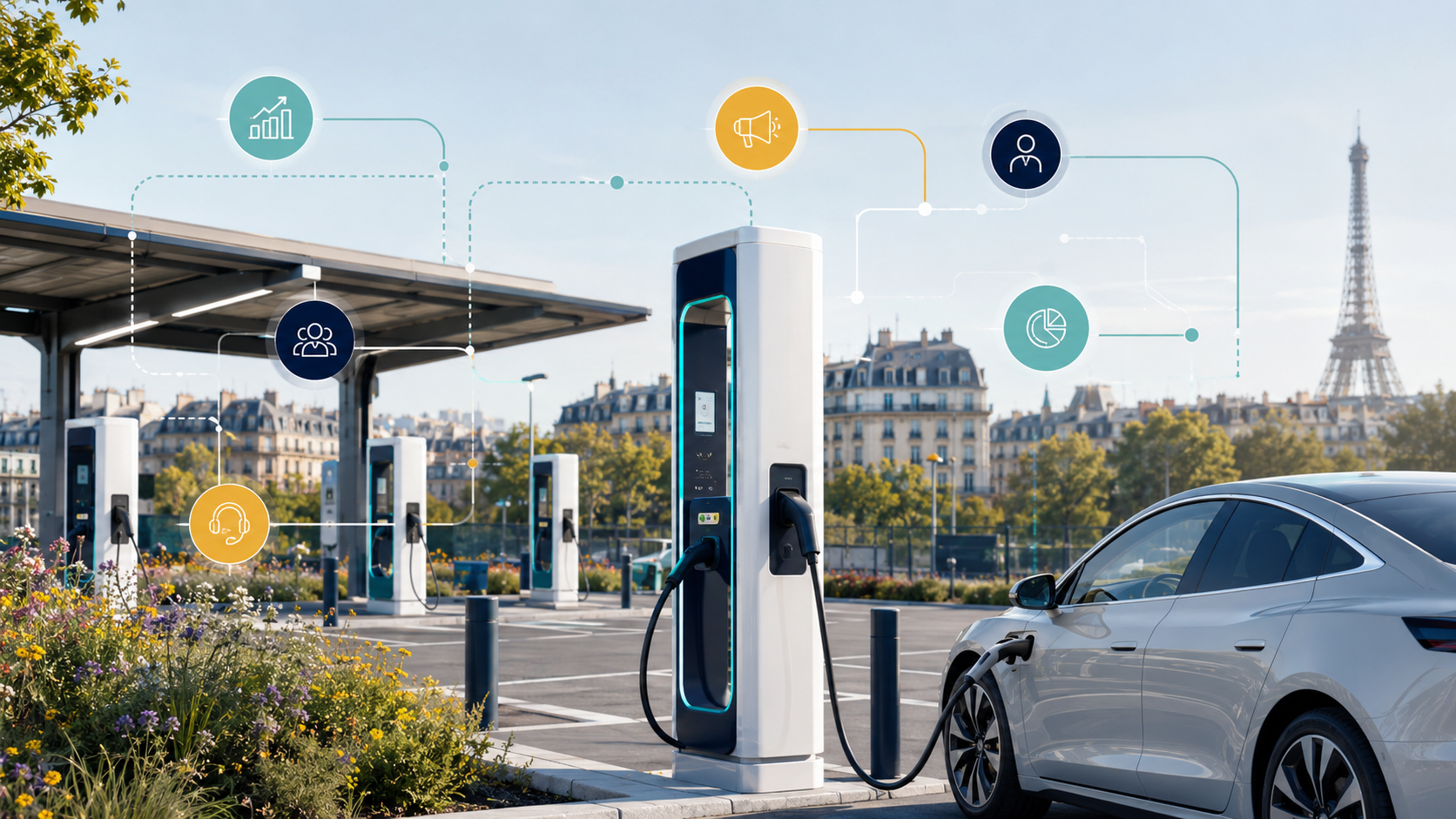 DRIVECO EV charging station connected to business workflow nodes